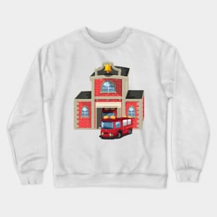 Fire truck and fire house Crewneck Sweatshirt